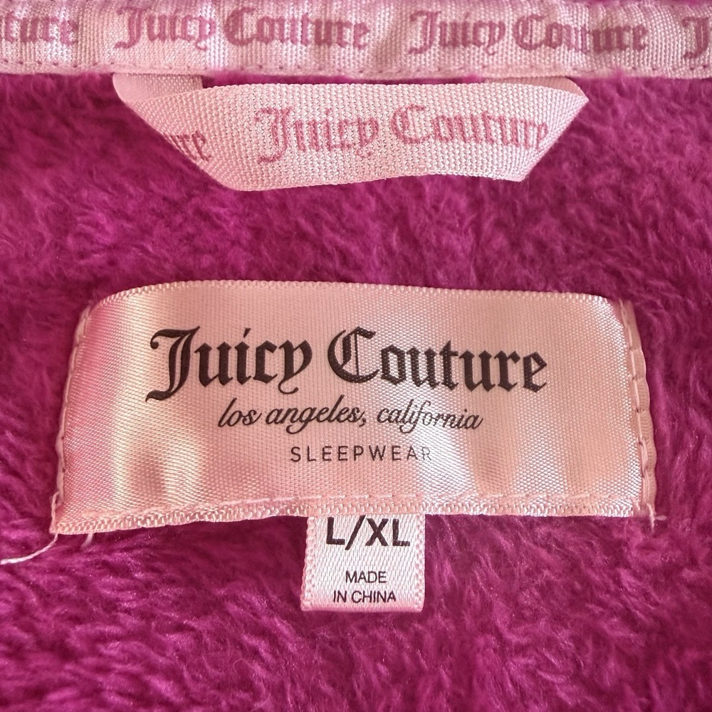 Juicy Couture Women's Pink Plush Belted Robe with Pockets Size L/XL - Picture 6 of 16